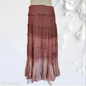 Metro Girl Boho Long Ruffled Maxi Skirt